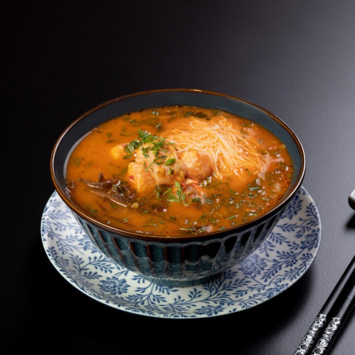 Tom Yum with salmon